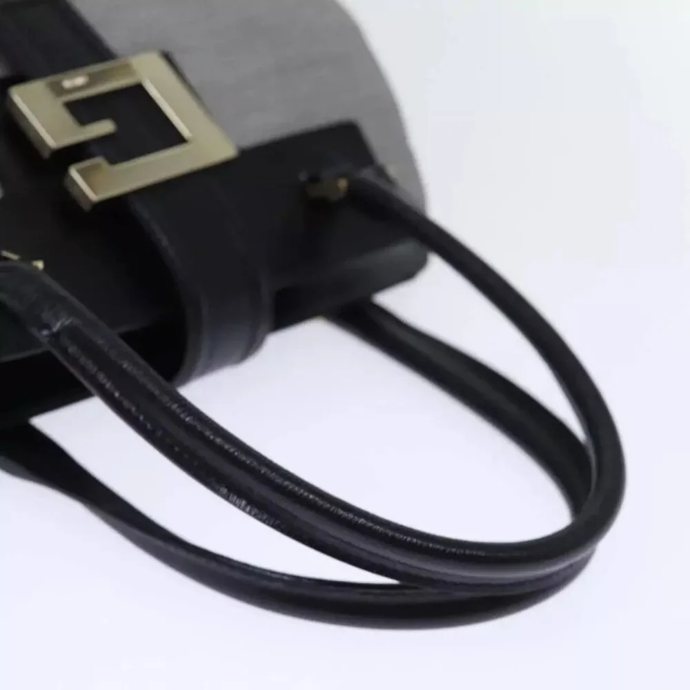 GUCCI Hand Bag Canvas Gray Auth